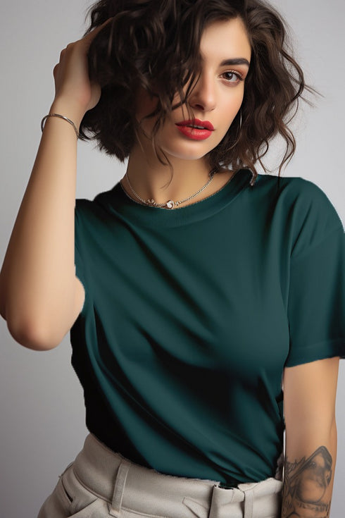 Forest Green Plain T-shirt - Styletadka