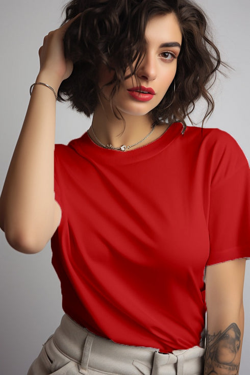 Red Plain T-shirt - Styletadka