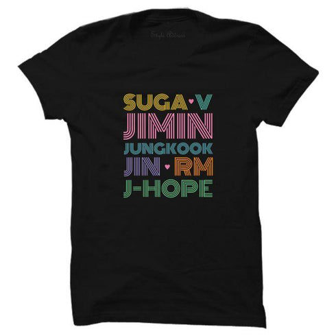 BTS Characters Name T-shirt - Styletadka