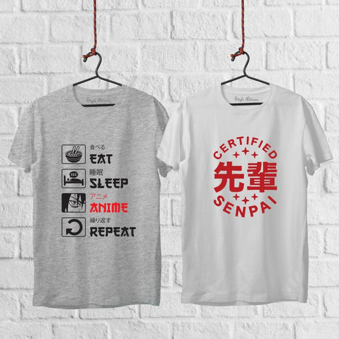 Eat Sleep X Senpai Anime T-shirt Combo - Styletadka