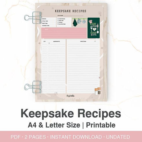 Keepsake Recipes - Printable Download - Styletadka
