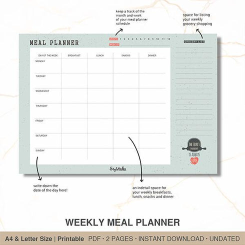 Meal Planner - Printable Download - Styletadka