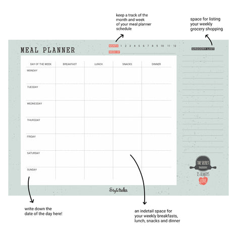 Meal Planner Memo Notepad - Styletadka