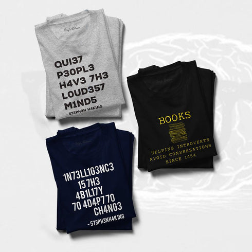 Nerd T-shirts Combo (Quiet, Intelligence & Books) - Styletadka