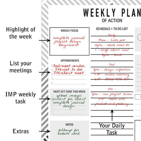 Schedule + To Do Memo Notepad - Styletadka