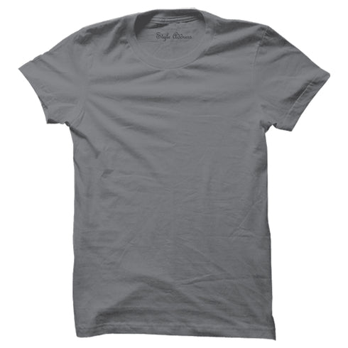 Steel Grey Plain T-shirt - Styletadka