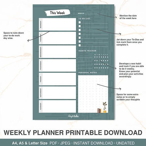 This Week - Weekly Planner Printable Download - Styletadka