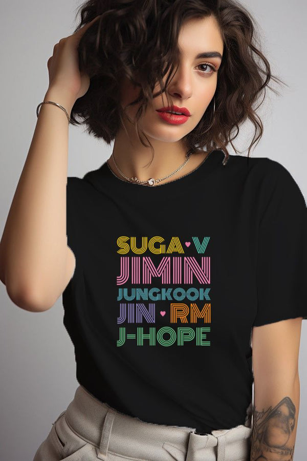 BTS Characters Name T-shirt - Styletadka