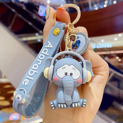 Cute Elephant with Headphones 3D Keychains