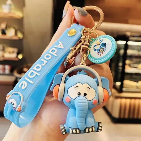 Cute Elephant with Headphones 3D Keychains