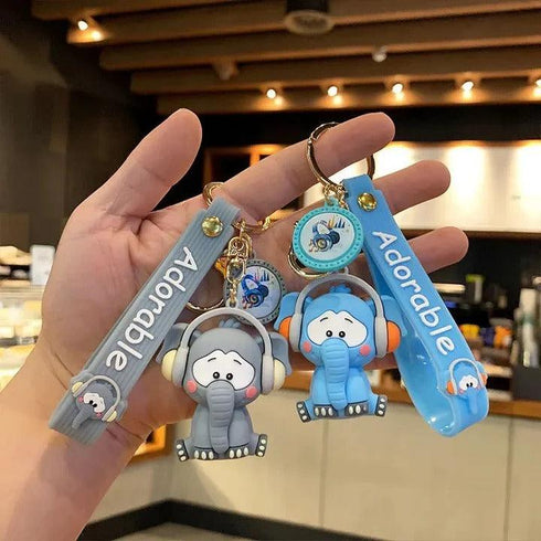 Cute Elephant with Headphones 3D Keychains